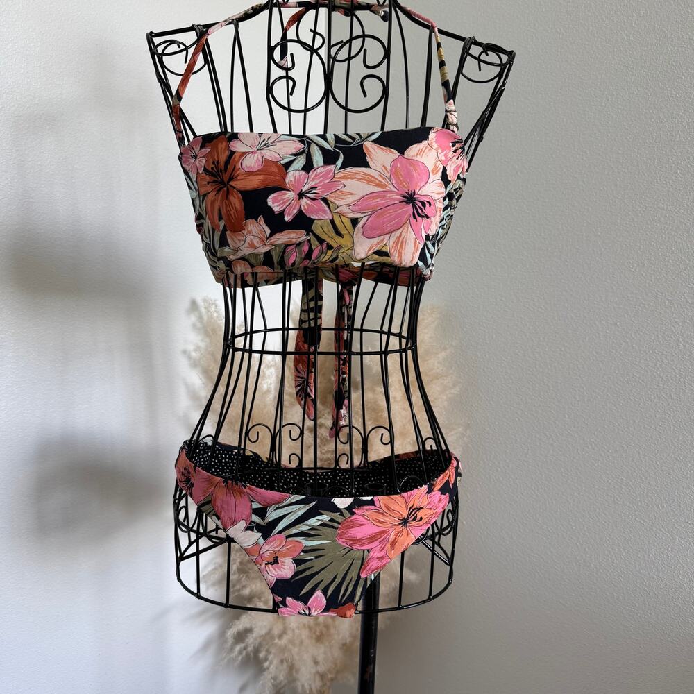 Billabong Wild Tropic Reversible Bikini Set Floral Polka Dot Size Medium
